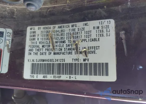 2014 Honda Cr-V Ex from USA, damaged, VIN 5J6RM4H56EL041235